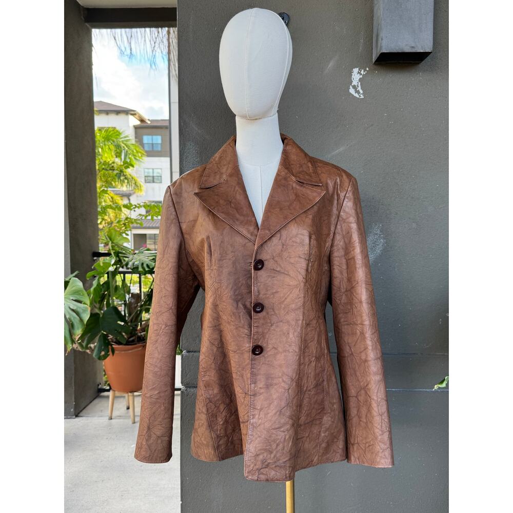 Vintage Wilsons Leather Maxima Large Brown Tan Leather Jacket Blazer Motorcycle